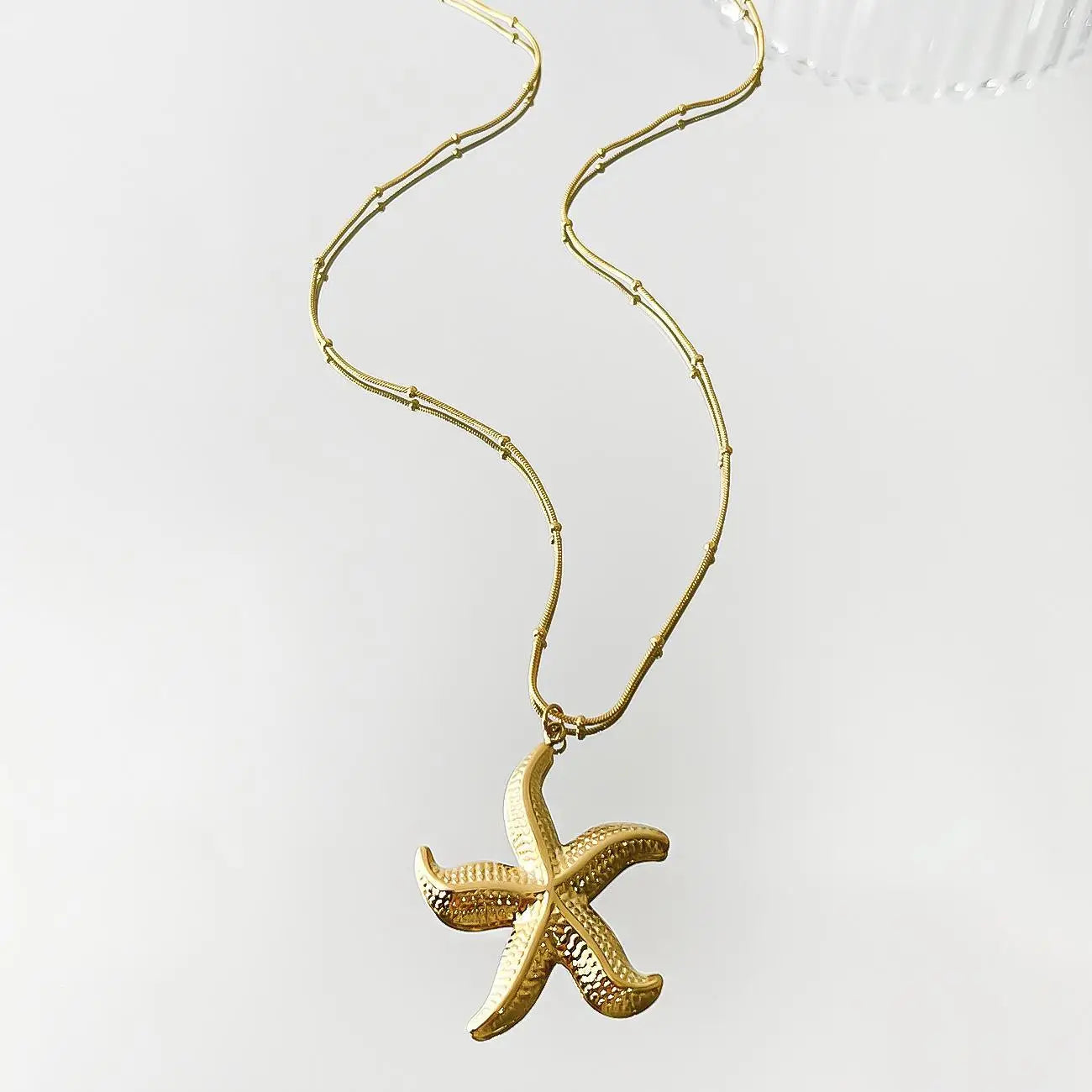 The Starfish & Shell Pendant Necklace – Trendy Stainless Steel Beach Jewelry