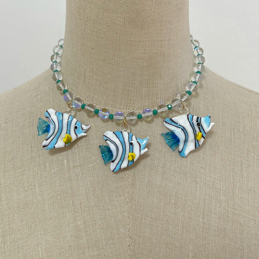 Glazed Fish Pendant Necklace