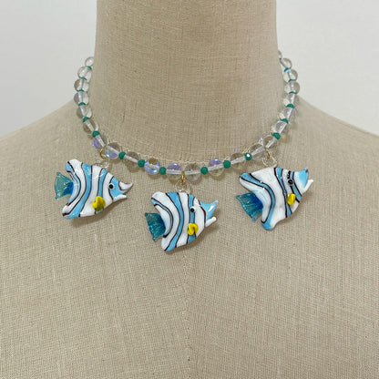 Glazed Fish Pendant Necklace