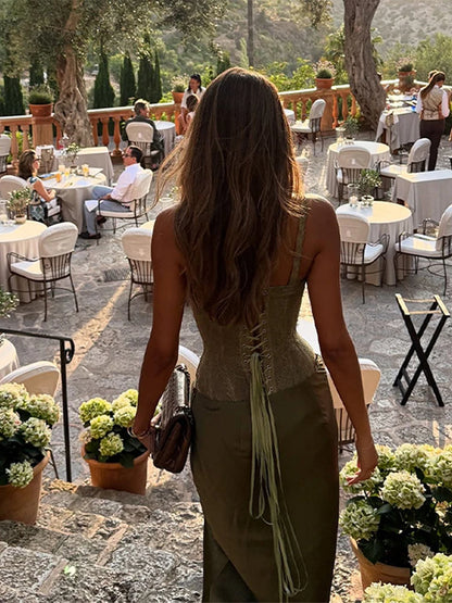 Classics Collection- Lace up Satin Set