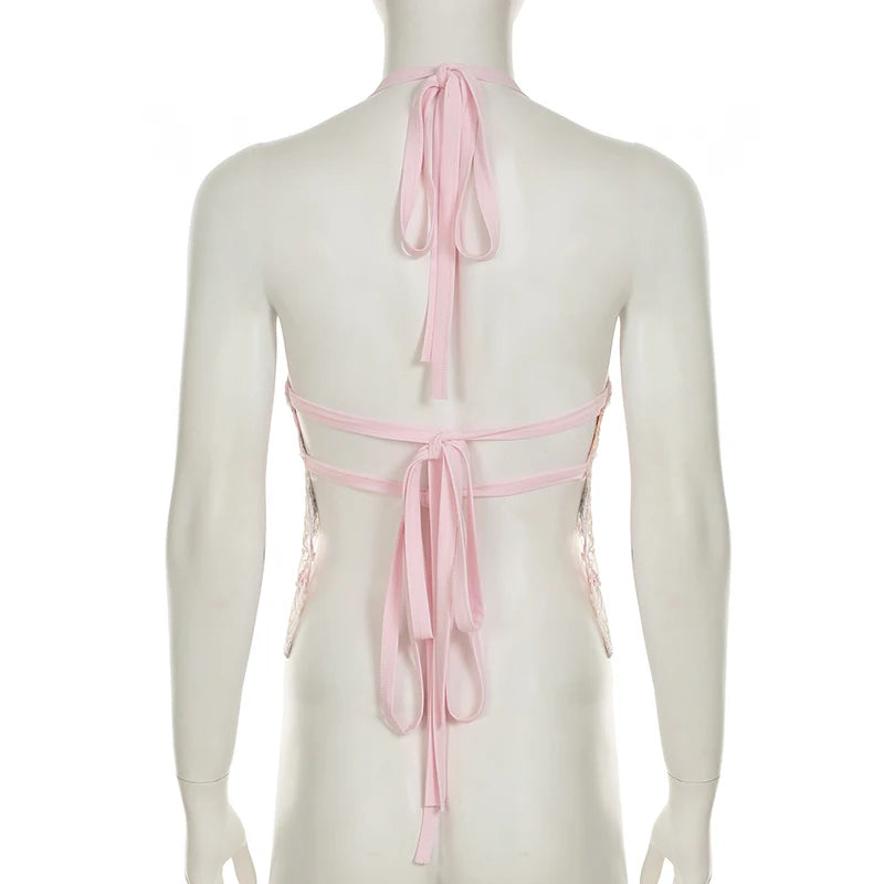 Vintage Lace Collection- Sequin Back Tie Top