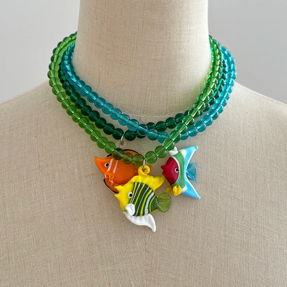 Glazed Fish Pendant Necklace