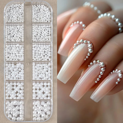 12-Grid Pearl Nail Rhinestones Kit