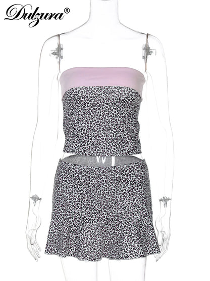 The Leopard Print Strapless 2-Piece Party Set