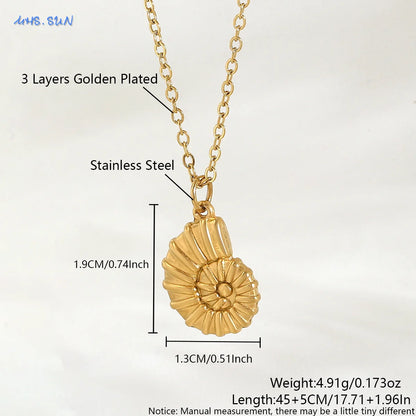 The Starfish & Shell Pendant Necklace – Trendy Stainless Steel Beach Jewelry