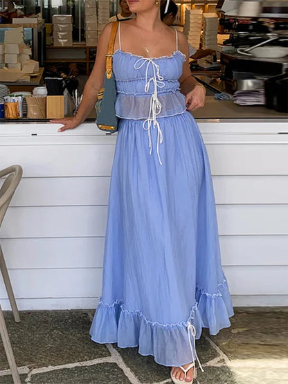 Boho Y2K Collection - Patchwork Tie Up Cami 2- Piece