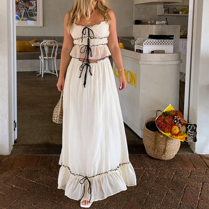 Boho Y2K Collection - Patchwork Tie Up Cami 2- Piece