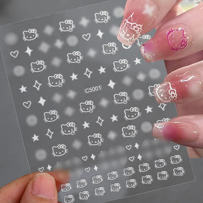 3D Cartoon Hello Kitty Nail Art Stickers – Laser Decals for Perfect Manicures
