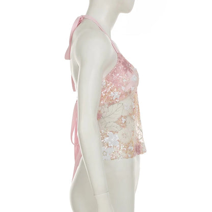 Vintage Lace Collection- Sequin Back Tie Top