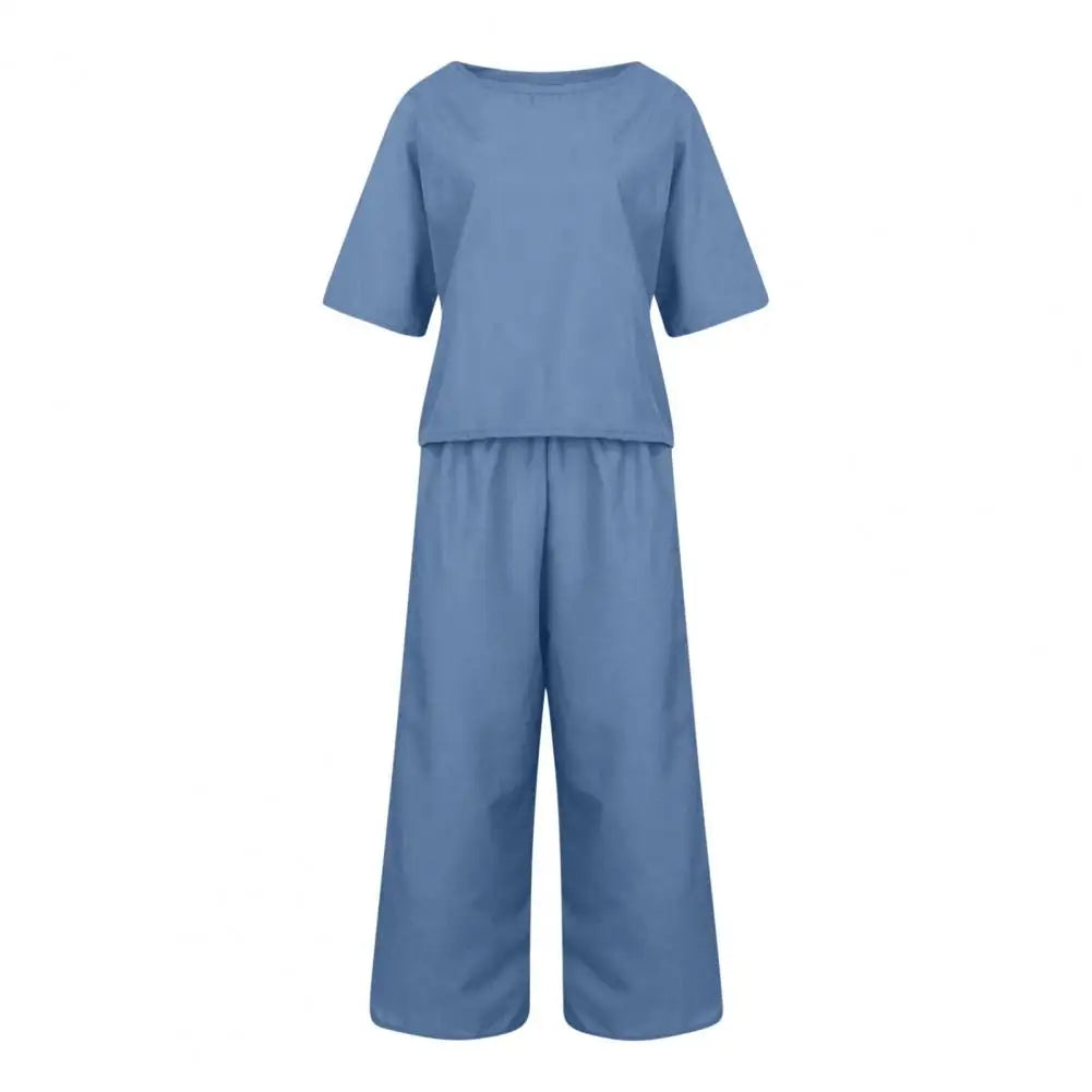 The Breezy Summer 2-Piece Set – Cotton Linen Blouse & Harem Pants