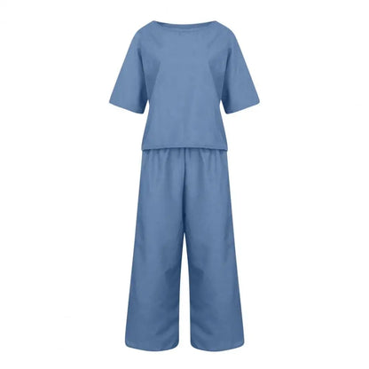 The Breezy Summer 2-Piece Set – Cotton Linen Blouse & Harem Pants
