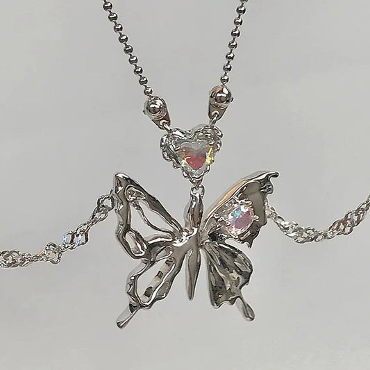 Punk Butterfly Pendant Necklace