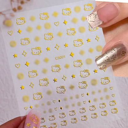 3D Cartoon Hello Kitty Nail Art Stickers – Laser Decals for Perfect Manicures