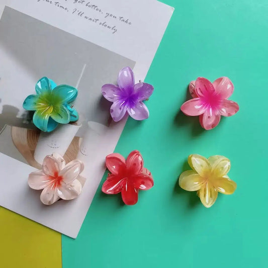 The Gradient Flower Hair Clip Set – 6 Mini Claw Barrettes for Women