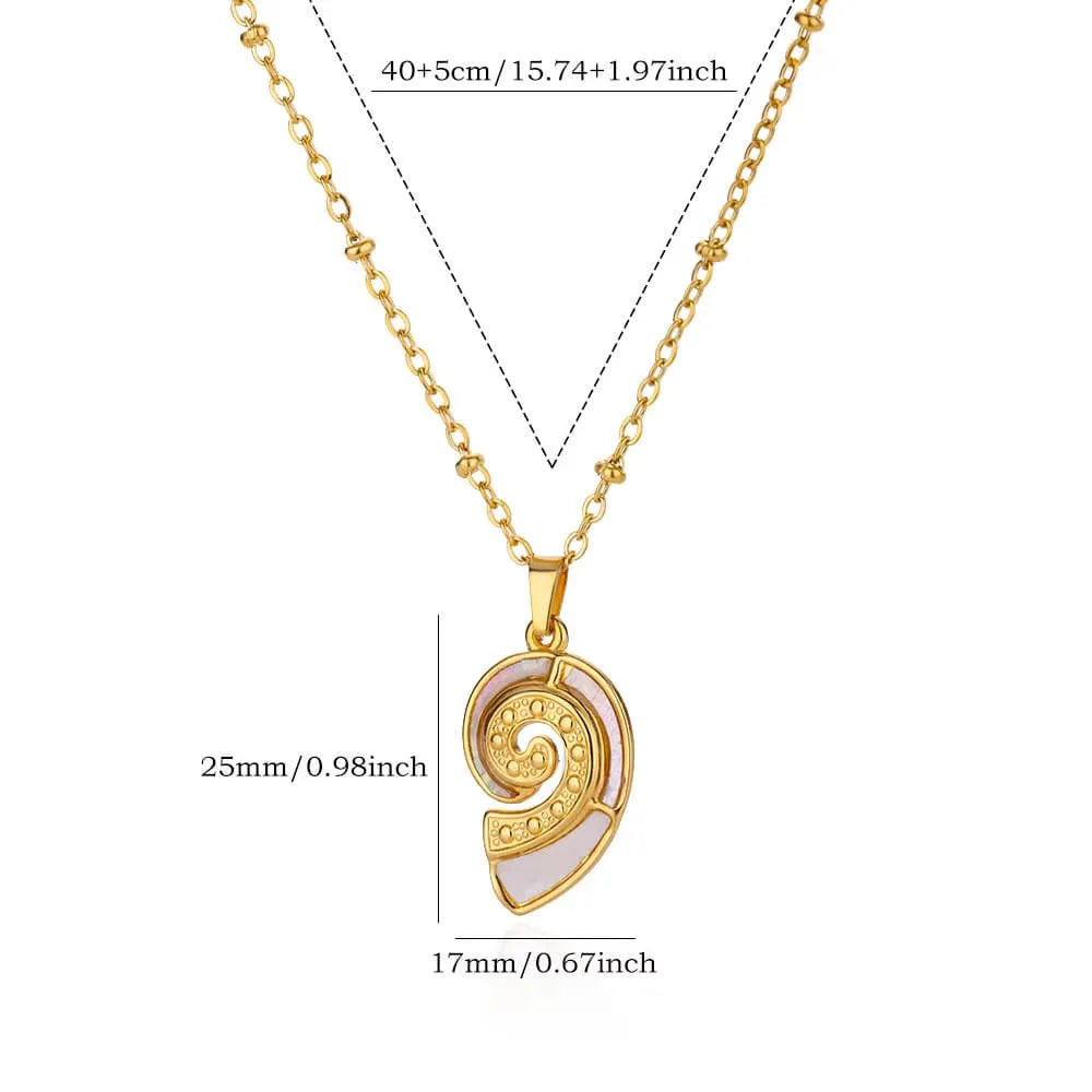 The Starfish & Shell Pendant Necklace – Trendy Stainless Steel Beach Jewelry