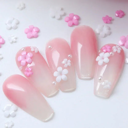 400pcs Acrylic Flower Nail Art Decorations – 3D Resin Flower Charms for DIY Manicures