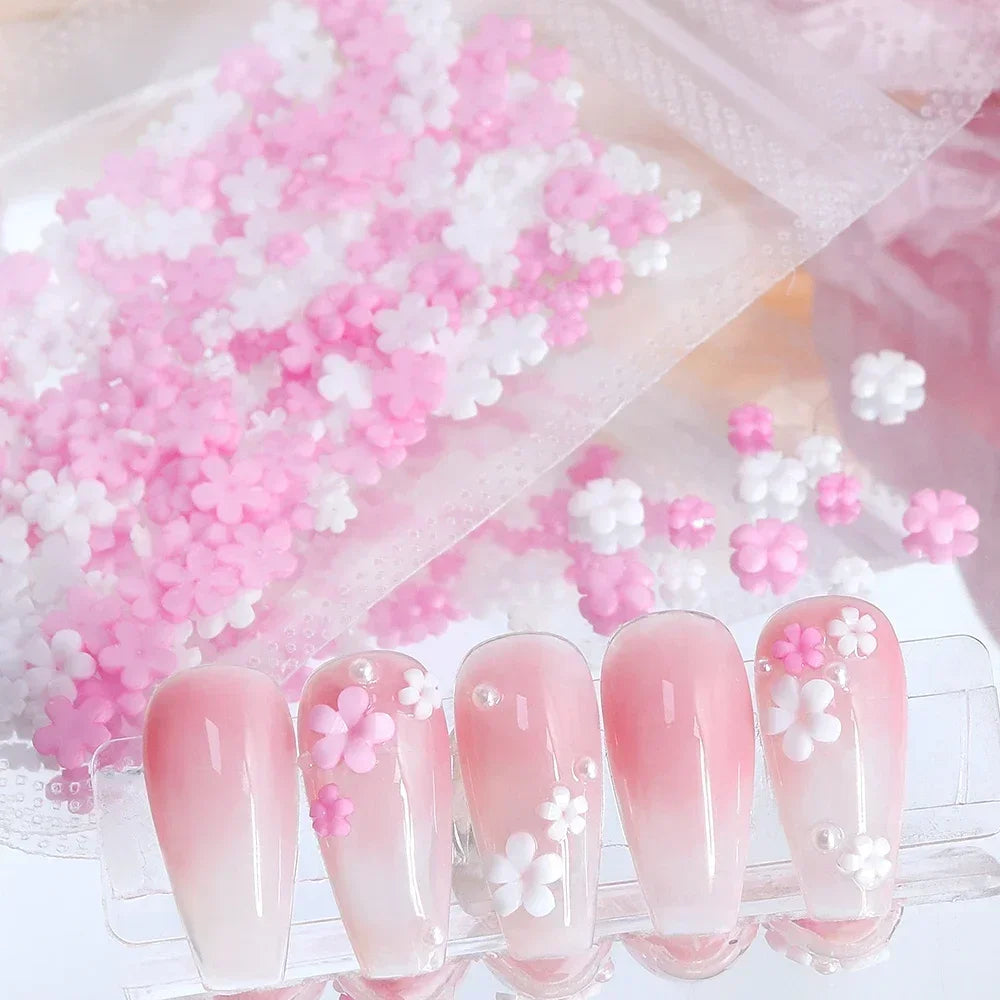 400pcs Acrylic Flower Nail Art Decorations – 3D Resin Flower Charms for DIY Manicures