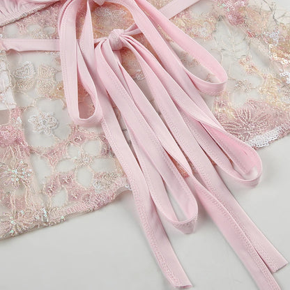 Vintage Lace Collection- Sequin Back Tie Top