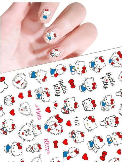 3D Cartoon Hello Kitty Nail Art Stickers – Laser Decals for Perfect Manicures