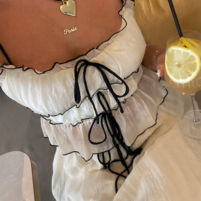 Boho Y2K Collection - Patchwork Tie Up Cami 2- Piece