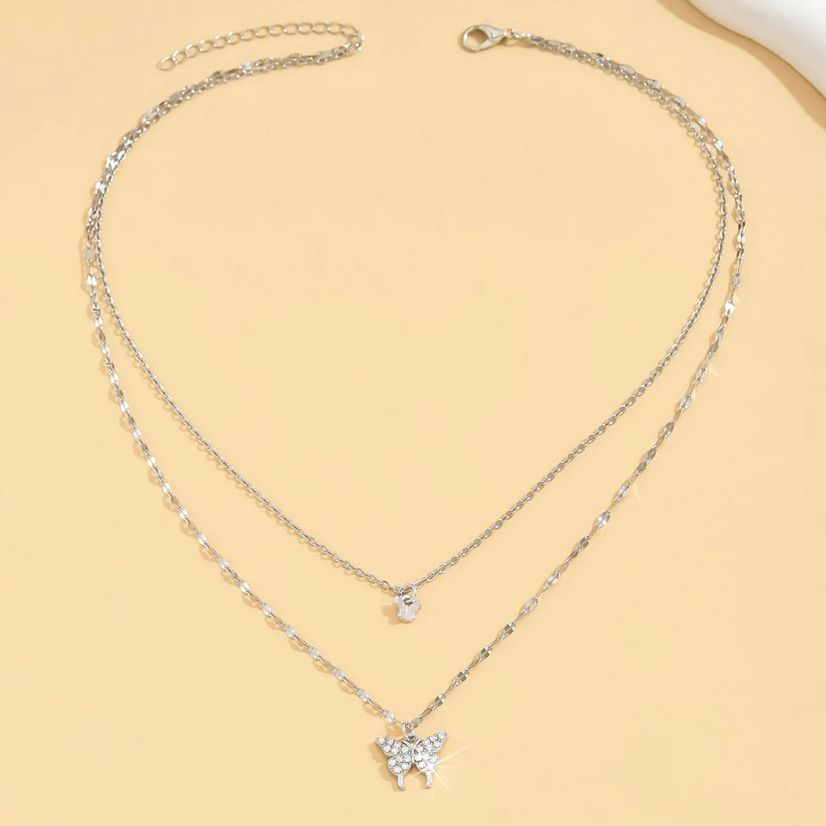 Sparkling Double-Layer Butterfly Necklace – Romantic Party Charm