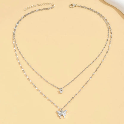 Sparkling Double-Layer Butterfly Necklace – Romantic Party Charm
