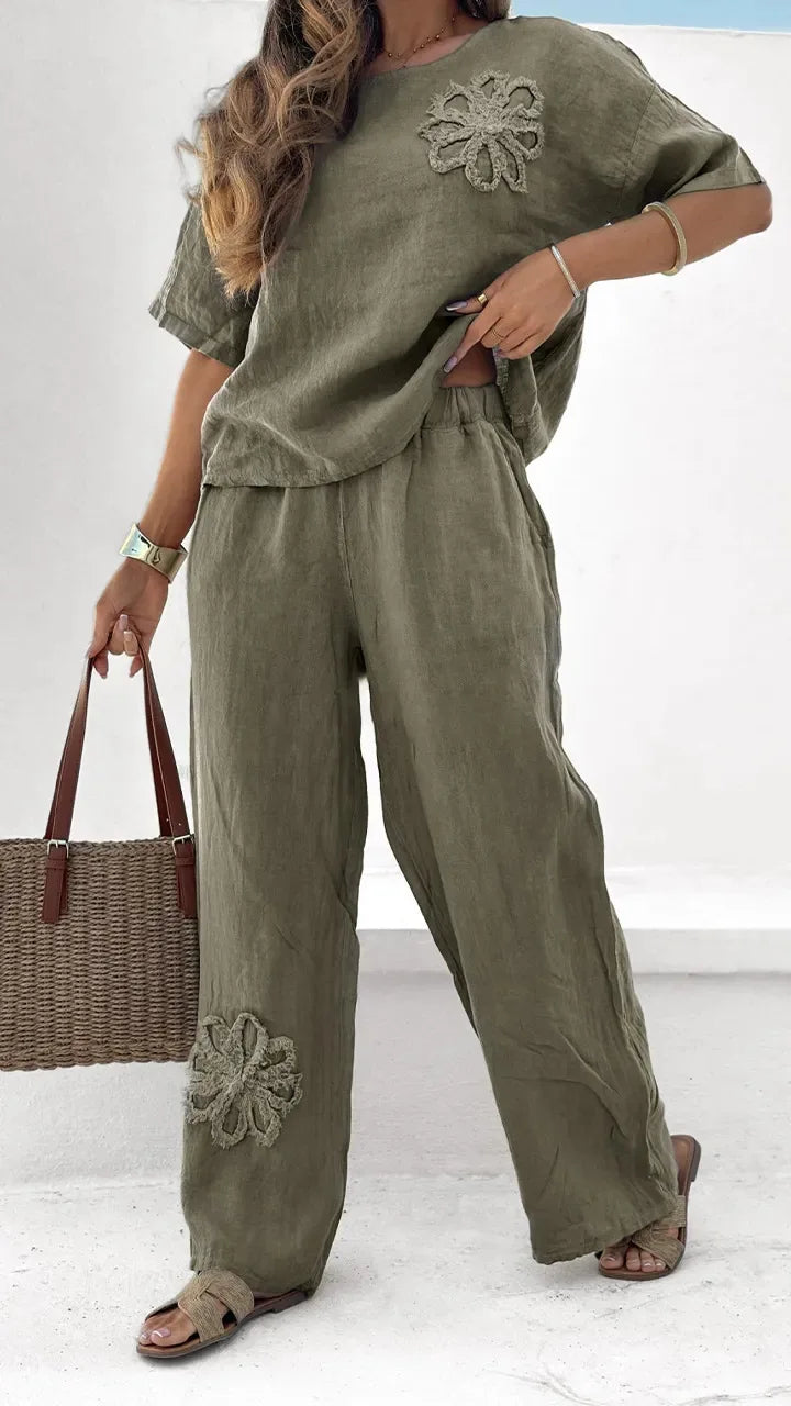 Classics Collection- Embroidered Chic Linen Set
