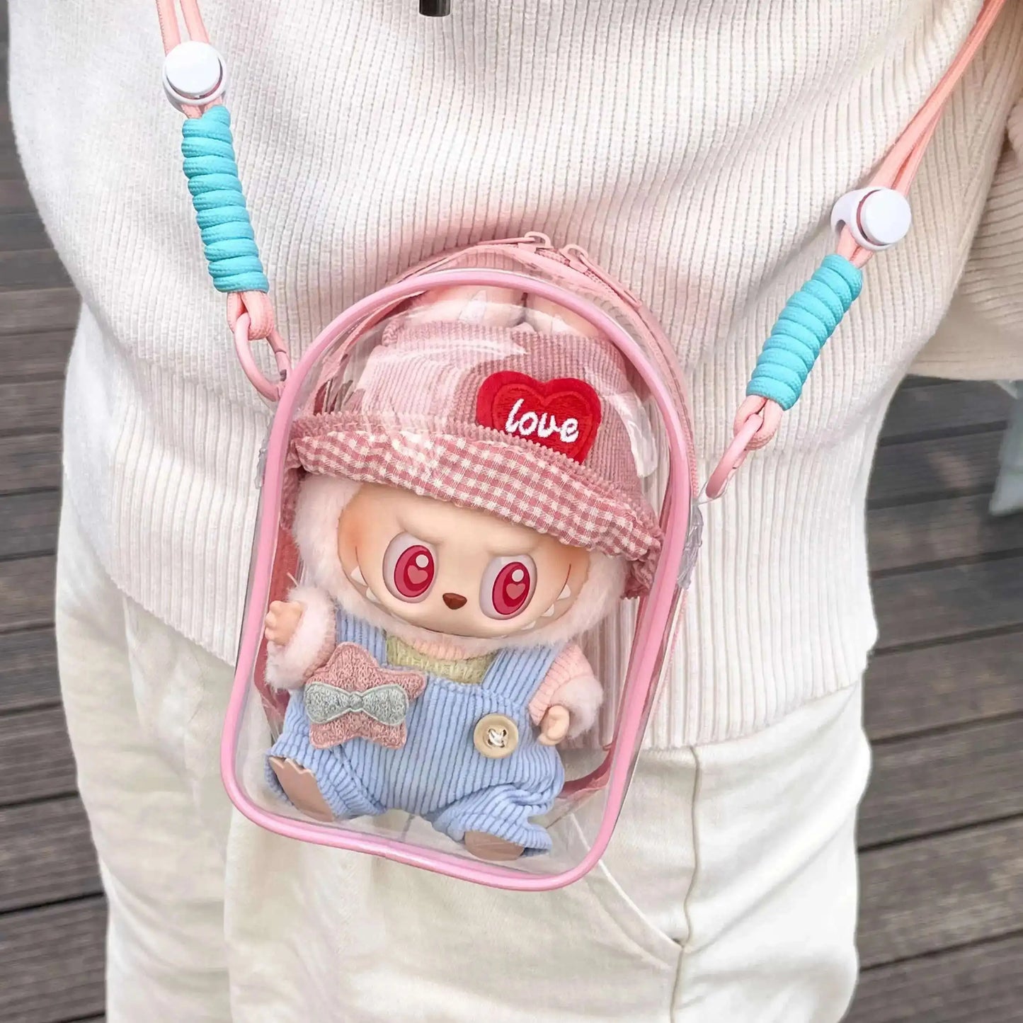 The Labubu Doll Protect Case – 15cm Sitting Cotton Shoulder Bag