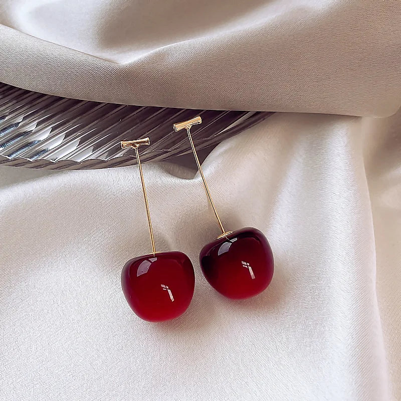 🍒 Sweet Red Cherry Drop Earrings – Fruity, Flirty, Fun