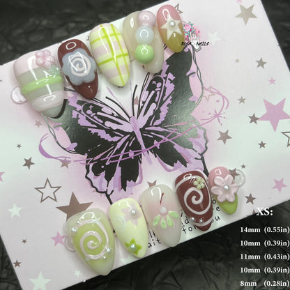 Strawberry Matcha Press-On Nails