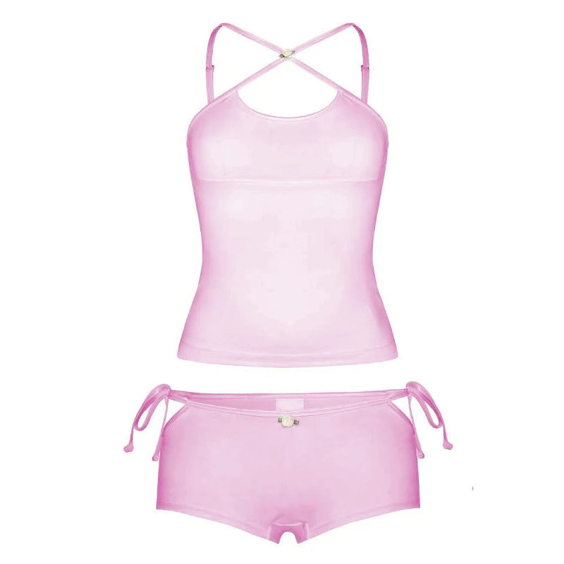 Y2K Grunge Collection- Bow Tie Cami & Shorts Pajama Set