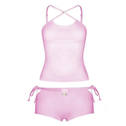 Y2K Grunge Collection- Bow Tie Cami & Shorts Pajama Set