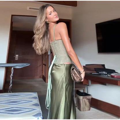 Classics Collection- Lace up Satin Set