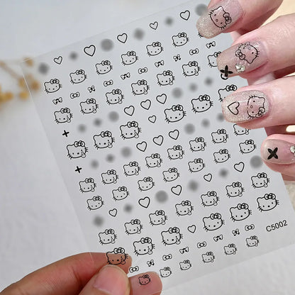 3D Cartoon Hello Kitty Nail Art Stickers – Laser Decals for Perfect Manicures