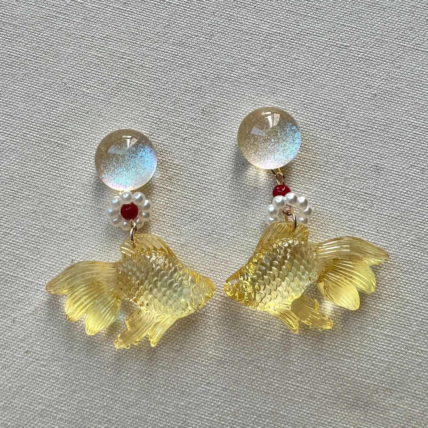 Goldfish Drop Earrings – Asymmetrical Resin Koi Design