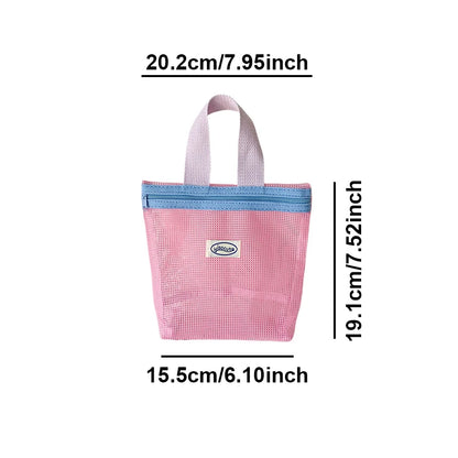 The Vibrant Mini Mesh Tote – Foldable Cosmetic & Beach Bag