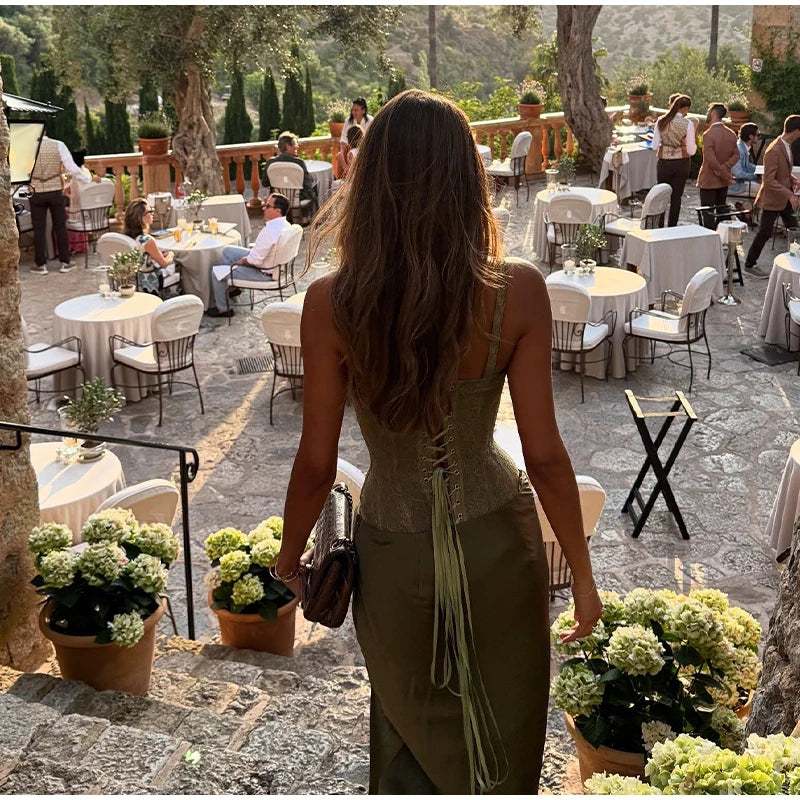 Classics Collection- Lace up Satin Set