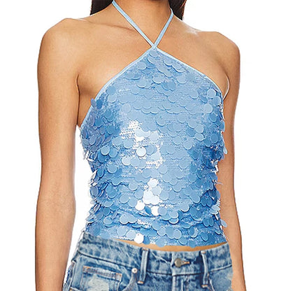 Boho Y2K Collection- Vintage Sequin Halter Top