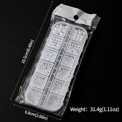 12-Grid Pearl Nail Rhinestones Kit