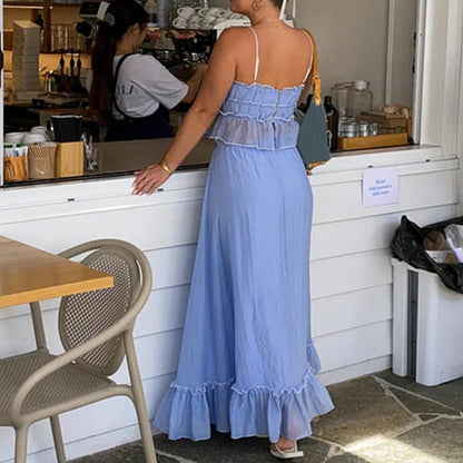 Boho Y2K Collection - Patchwork Tie Up Cami 2- Piece