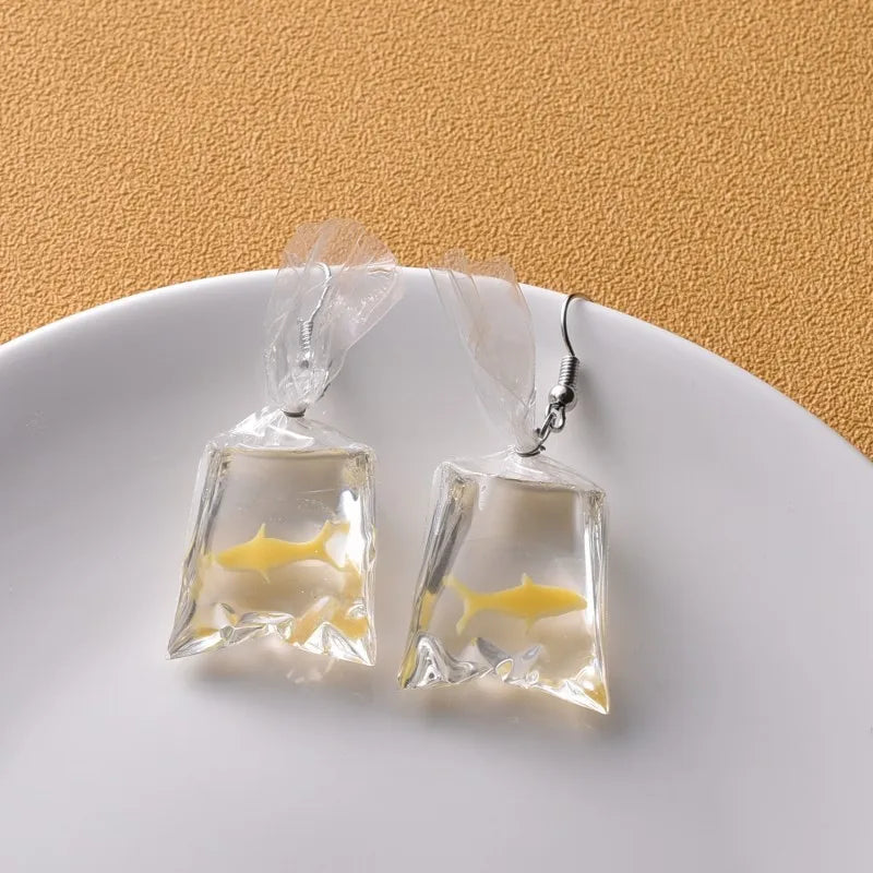 Goldfish Drop Earrings – Asymmetrical Resin Koi Design