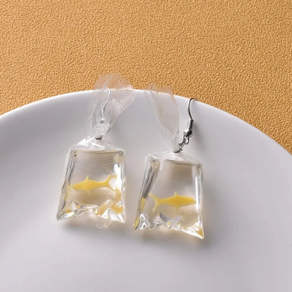 Goldfish Drop Earrings – Asymmetrical Resin Koi Design