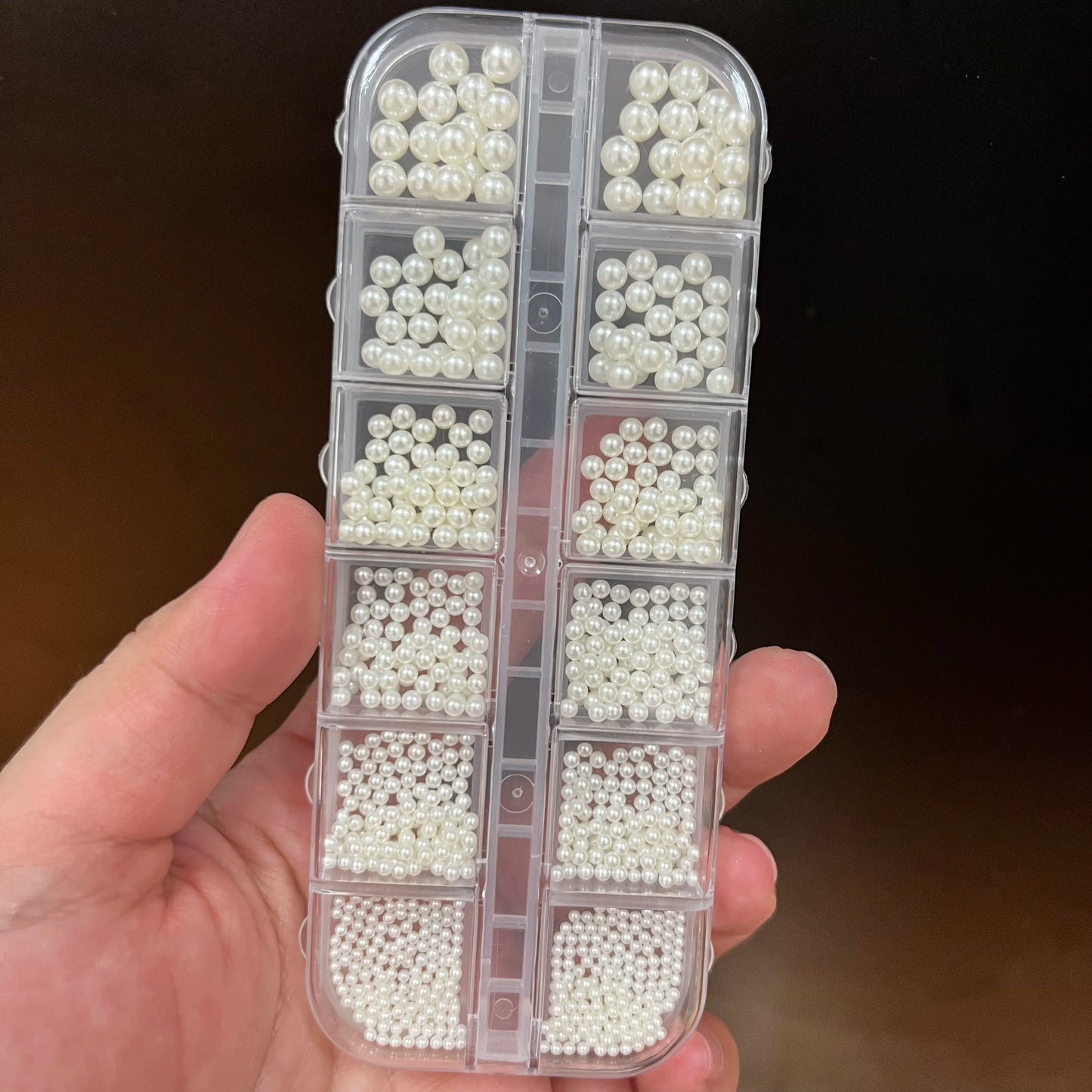 12-Grid Pearl Nail Rhinestones Kit