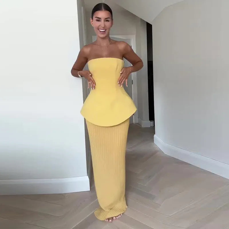 Classics Collection- A-Line Floor-Length Dress – Elegant Spliced Cotton-Linen Summer Dress for Women