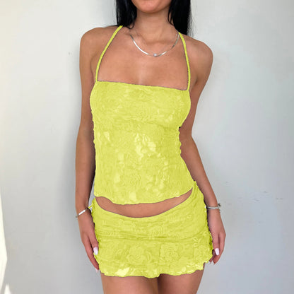 Vintage Lace Collection- Backless Lace Halter Set