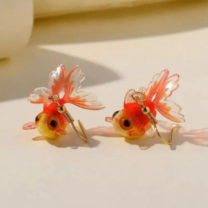 Goldfish Drop Earrings – Asymmetrical Resin Koi Design