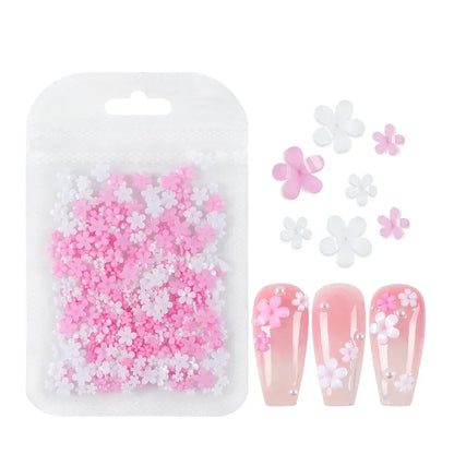 400pcs Acrylic Flower Nail Art Decorations – 3D Resin Flower Charms for DIY Manicures