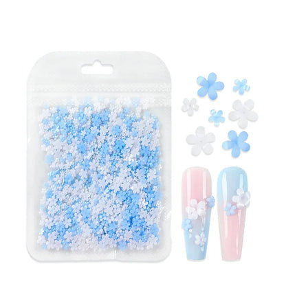 400pcs Acrylic Flower Nail Art Decorations – 3D Resin Flower Charms for DIY Manicures