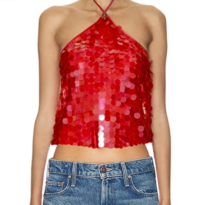 Boho Y2K Collection- Vintage Sequin Halter Top