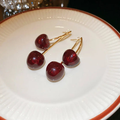 🍒 Sweet Red Cherry Drop Earrings – Fruity, Flirty, Fun